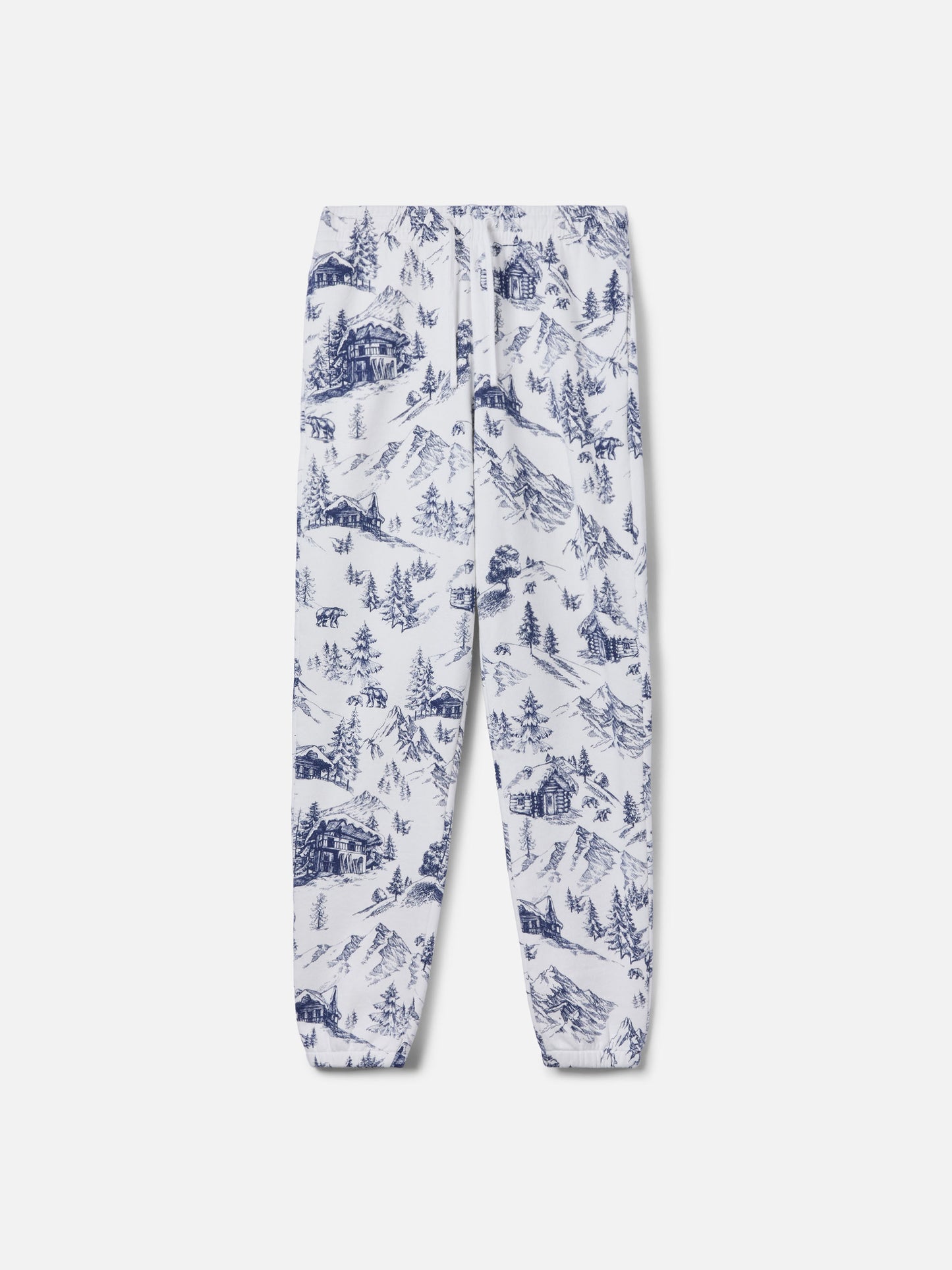 Cotton fleece pants Odalys with toile de jouy print