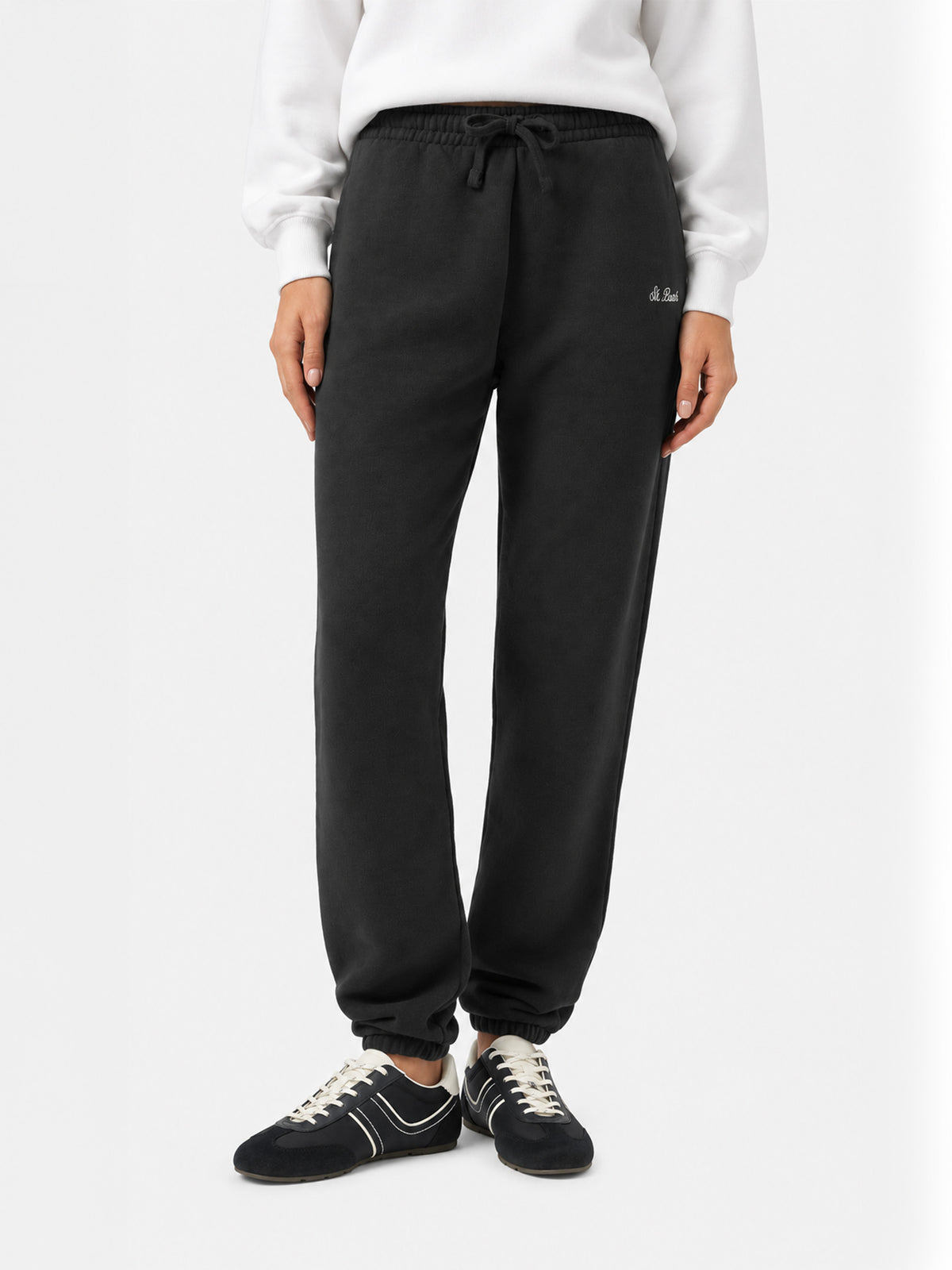 Pantalones jogger Odalys de felpa de algodón negra 