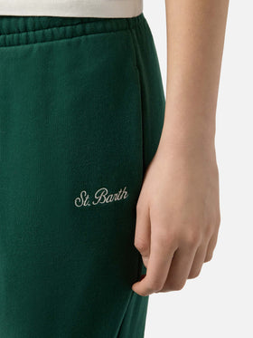 Pantaloni Odalys in felpa di cotone verde british