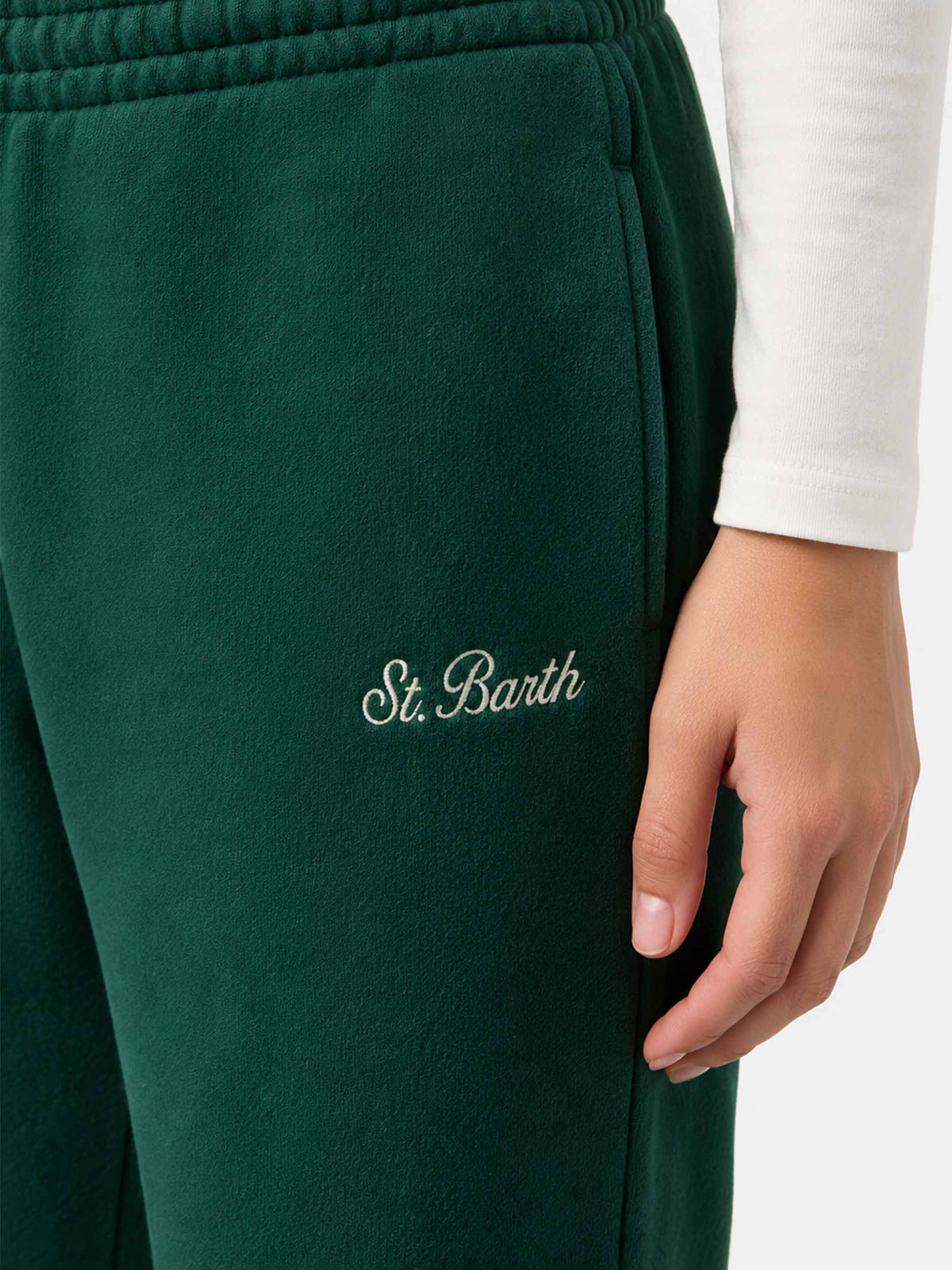 Pantalones jogger Odalys en felpa de algodón British green 