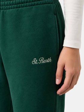 Pantalones jogger Odalys en felpa de algodón British green 