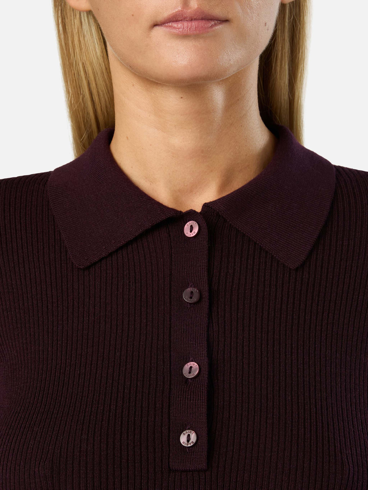 Polo in lana merino Odell melanzana