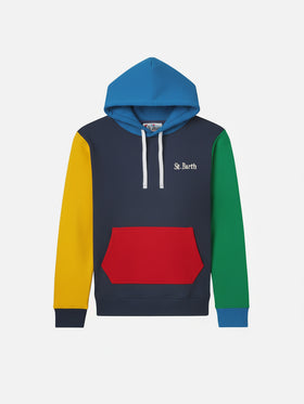 Baumwoll-Kapuzenpullover Oliver mit Farbblöcken