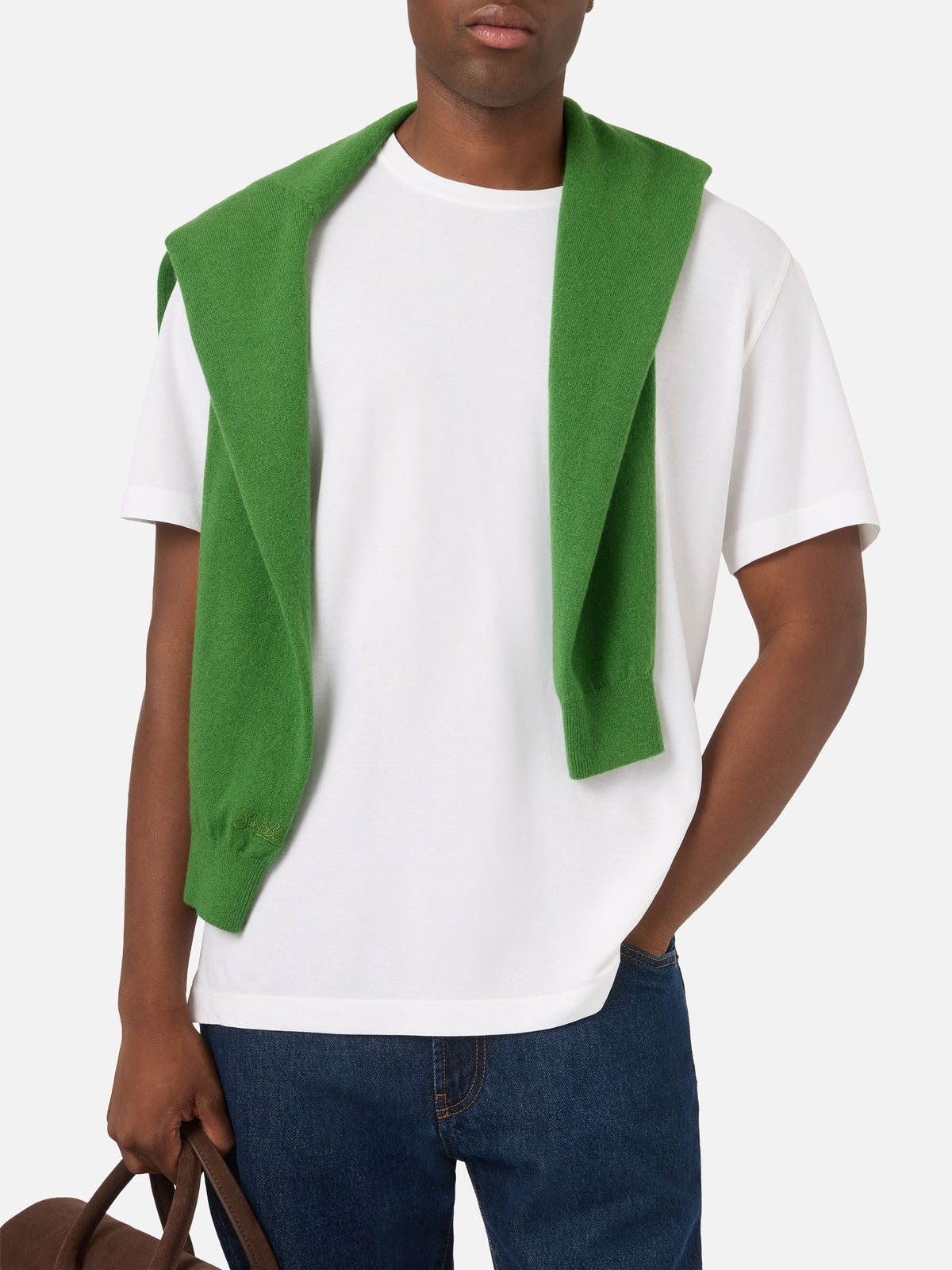 T-shirt Orson bianca in crepe di cotone con ricamo logo
