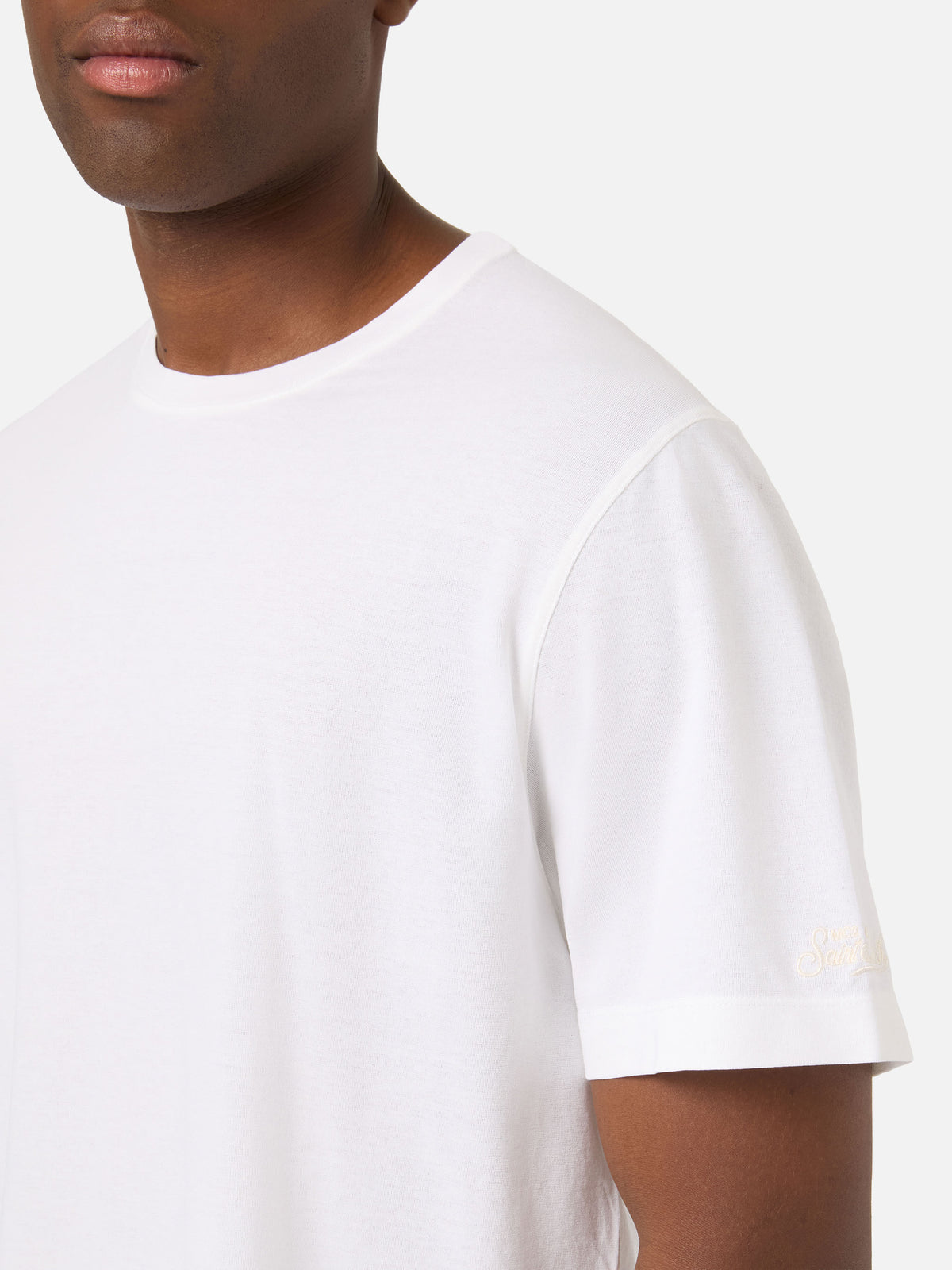 T-shirt Orson bianca in crepe di cotone con ricamo logo