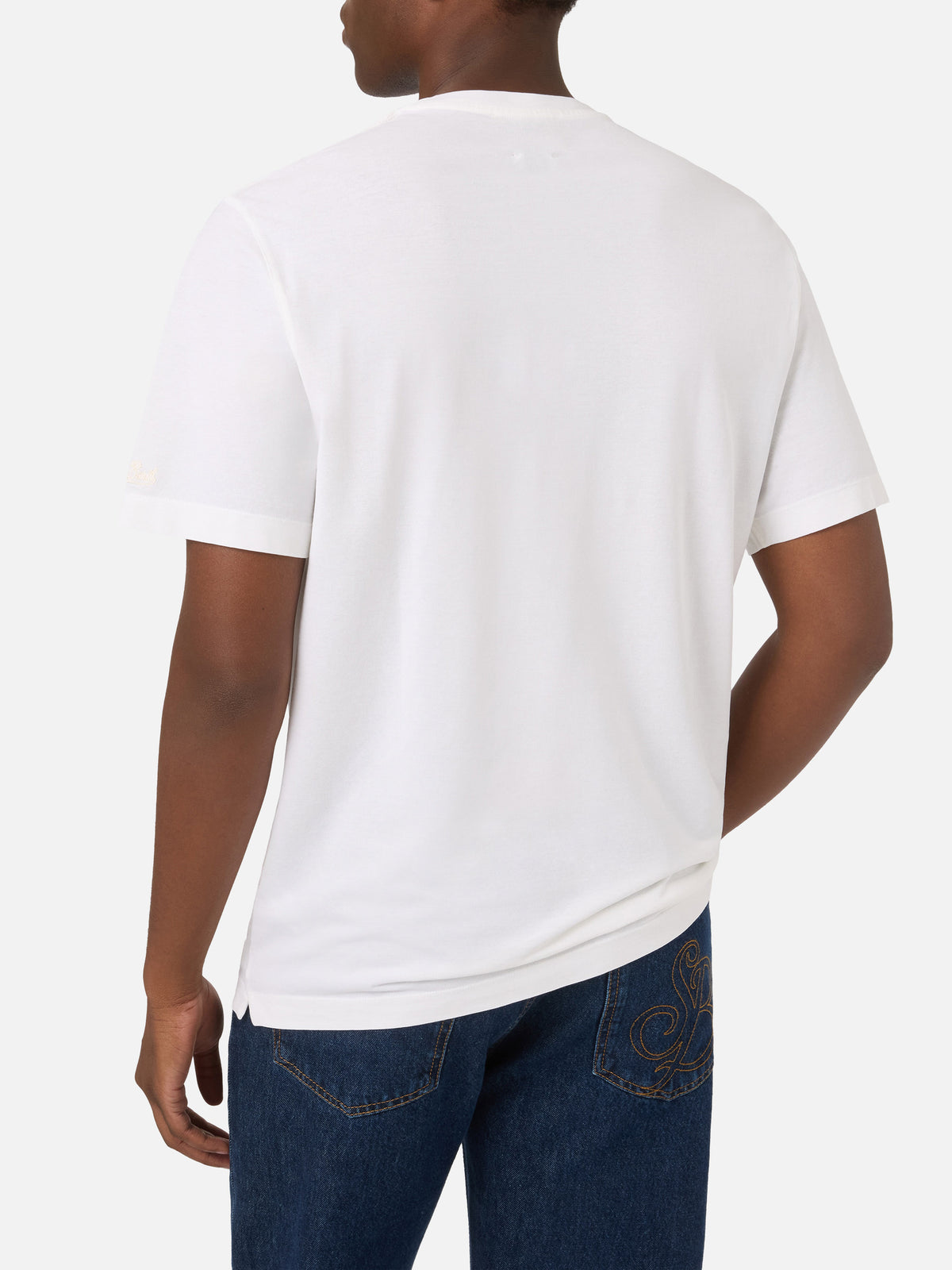 T-shirt Orson bianca in crepe di cotone con ricamo logo