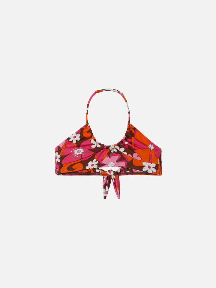 Top crop Page Jr con stampa fiori retrò