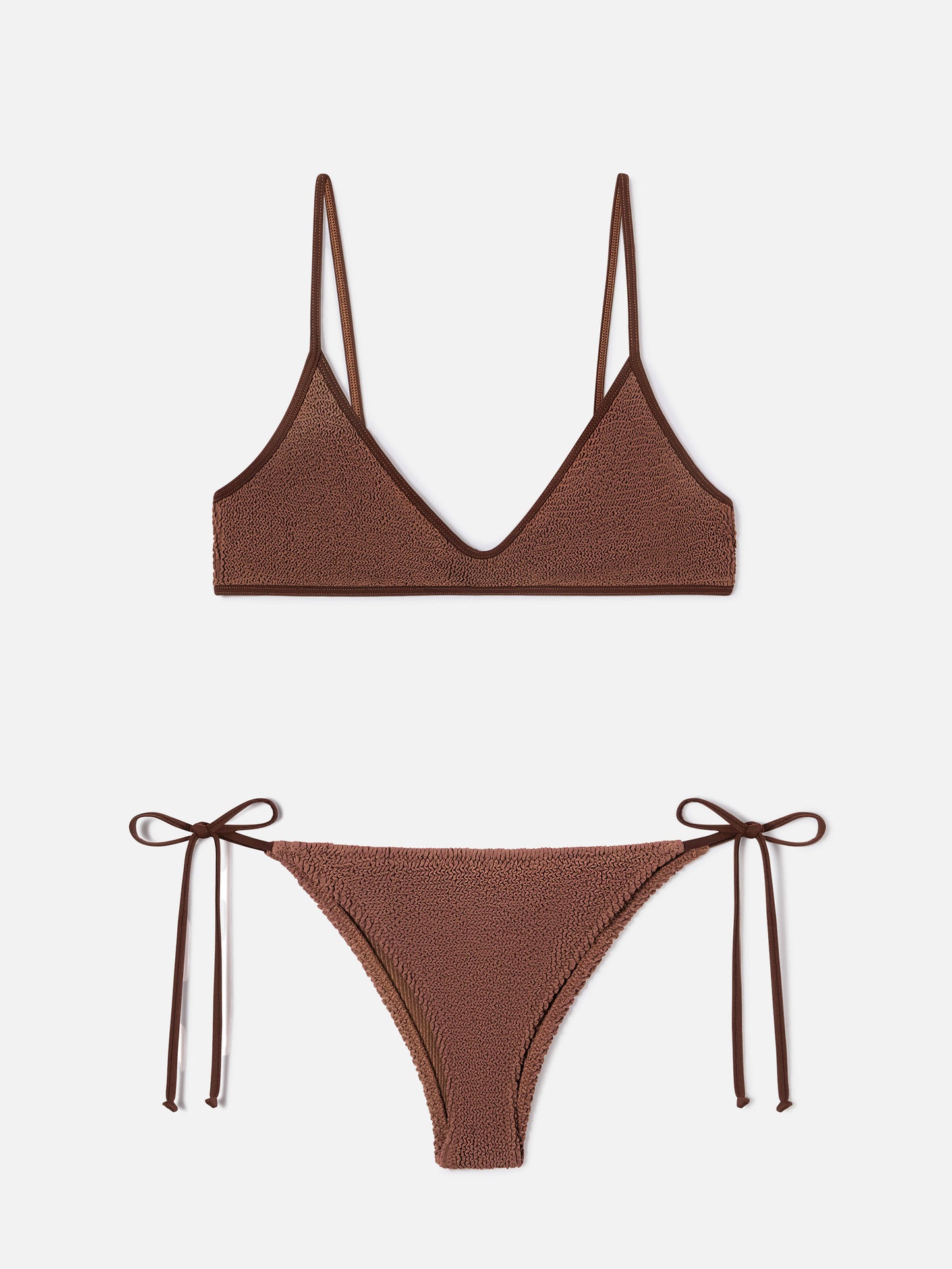 Paloma Marielle brown crinkle bralette bikini