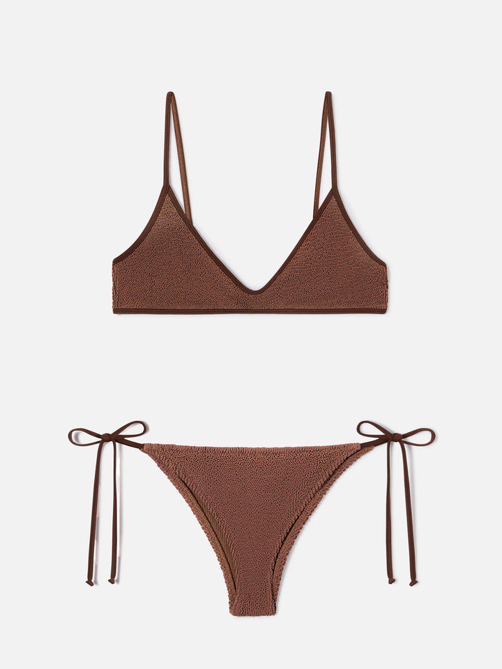 Paloma Marielle braunes Crinkle-Bralette-Bikini 