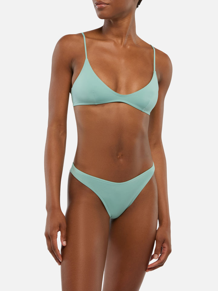 Paloma Naomi tief ausgeschnittener Bralette-Bikini in Salbeigrün