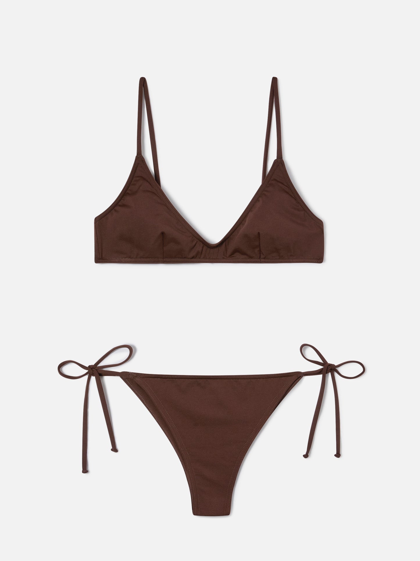Bikini brassière Paloma Marielle marron foncé avec liens à nouer 
