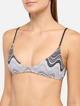 Paloma Norah Bralette-Bikini mit tiefem Ausschnitt, Modell Rachel Strickstoff mit Wellenmuster in Braun
