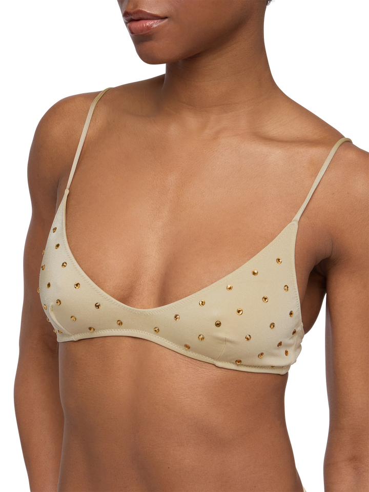 Scoop-Bikini Paloma Naomi in Gold mit großen Strassverzierungen