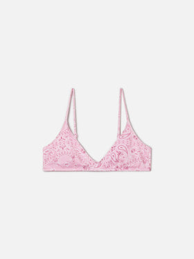 Paloma bralette bikini top with pink bandana print