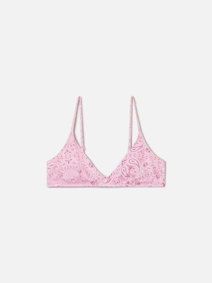 Paloma bralette bikini top with pink bandana print