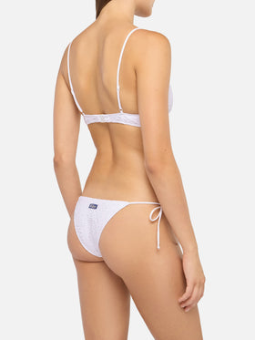 Paloma Marielle Bralette-Bikini mit tiefem Ausschnitt aus weißer Sangallo-Spitze