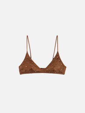 Paloma braunes Scoop-Bralette mit Strassverzierung 