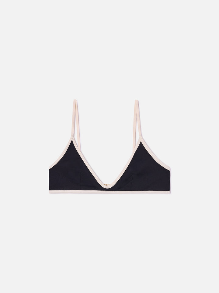Paloma String bralette bikini top in black with contrast trims