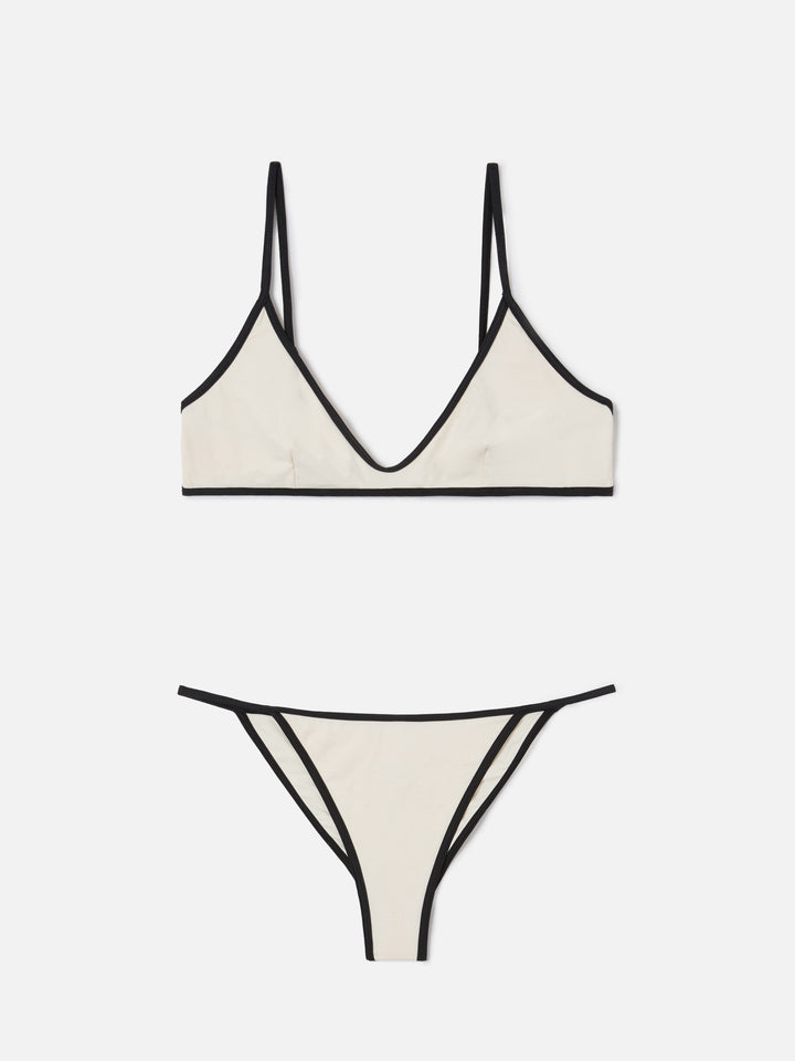Paloma Zephire String cream bikini with contrast trims