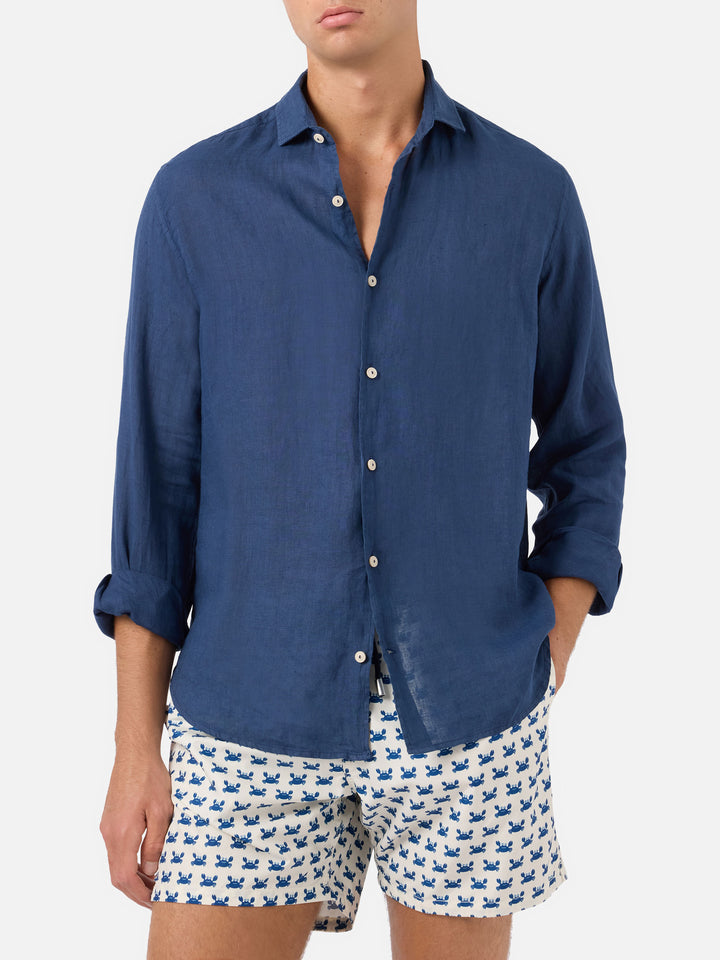 Pamplona navy blue linen shirt
