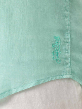 Sage green linen shirt Pamplona - MC2 Saint Barth