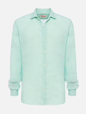 Sage green linen shirt Pamplona - MC2 Saint Barth