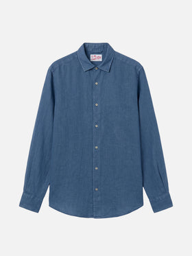 Camicia Pamplona in lino denim scuro