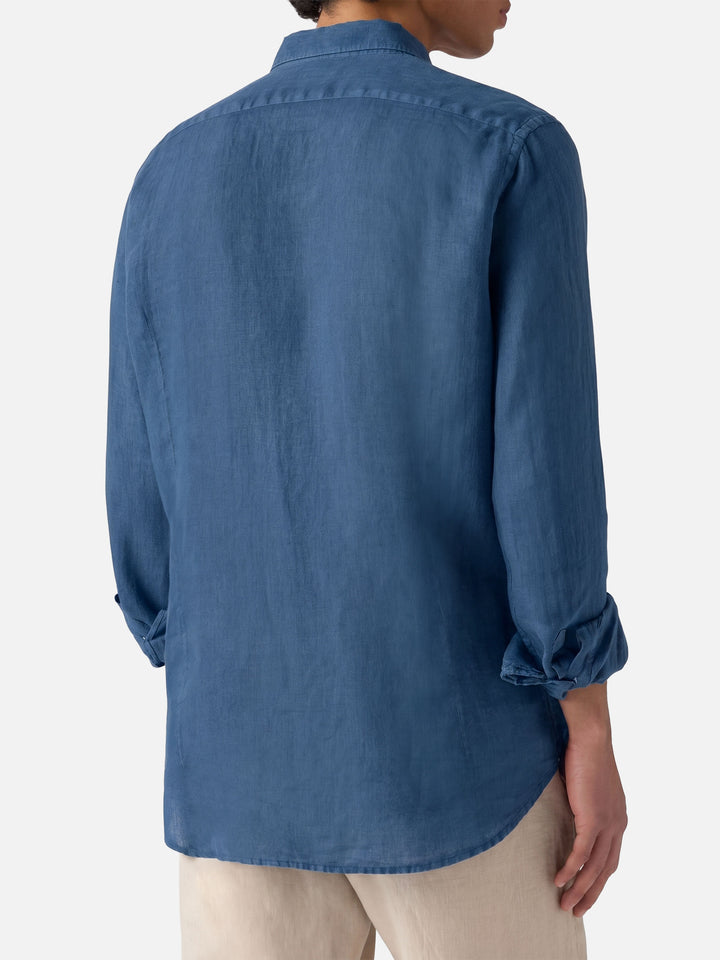 Camicia Pamplona in lino denim scuro