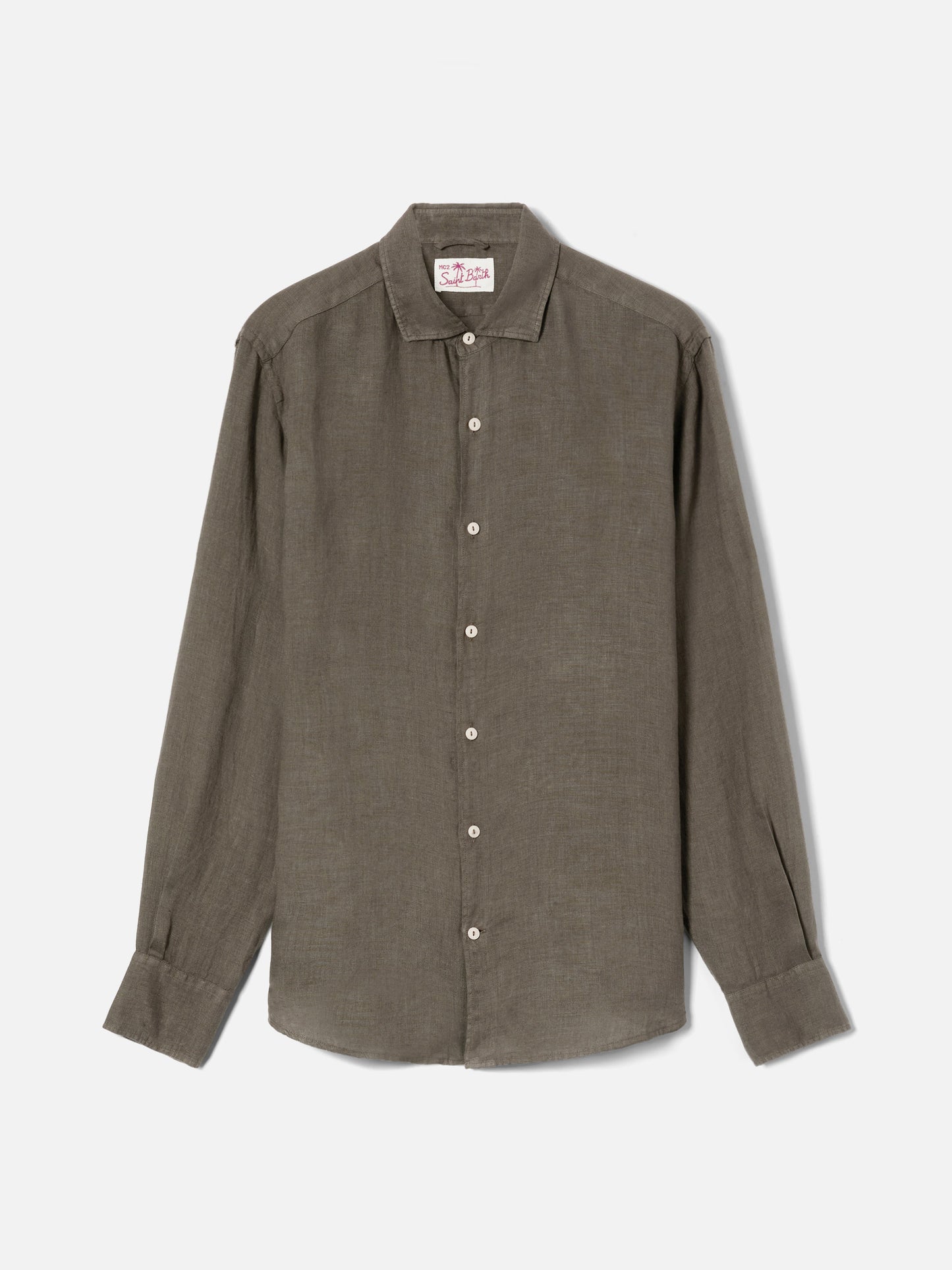 Chemise Pamplona vert militaire en pur lin 