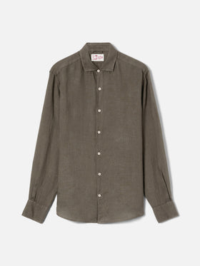 Chemise Pamplona vert militaire en pur lin 