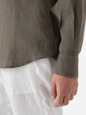 Chemise Pamplona vert militaire en pur lin 