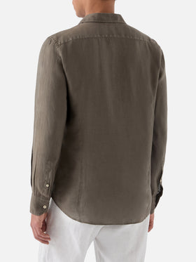 Chemise Pamplona vert militaire en pur lin 
