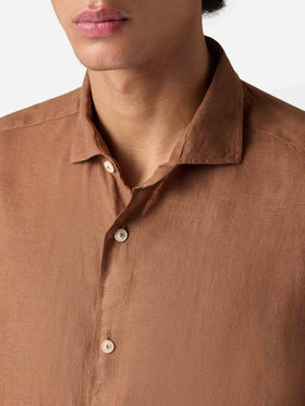 Chemise Pamplona en lin marron 