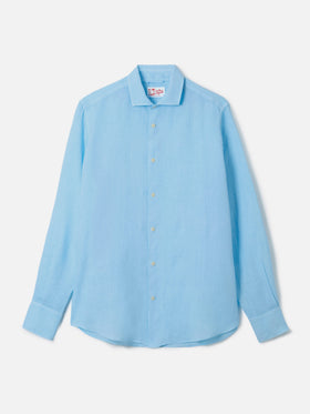 Camicia Pamplona in lino azzurro chiaro