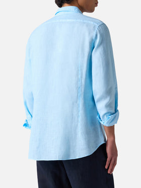 Camicia Pamplona in lino azzurro chiaro