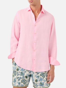 Pamplona watercolor pink linen shirt