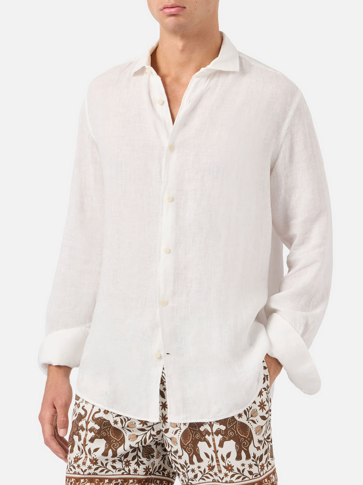 Camisa de lino Pamplona en blanco 