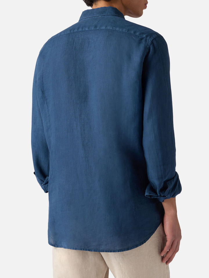 Camicia Pamplona in lino blu