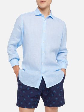 Light blue striped linen shirt Pamplona - MC2 Saint Barth