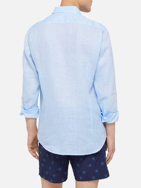 Light blue striped linen shirt Pamplona - MC2 Saint Barth