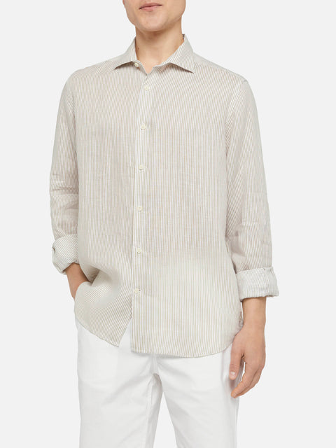 Beige striped linen shirt Pamplona - MC2 Saint Barth