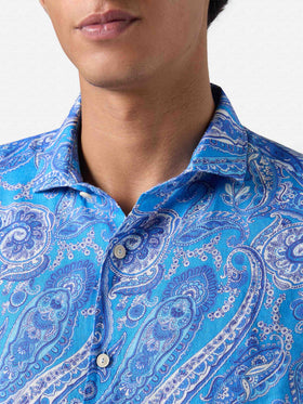 Linen shirt Pamplona with paisley print