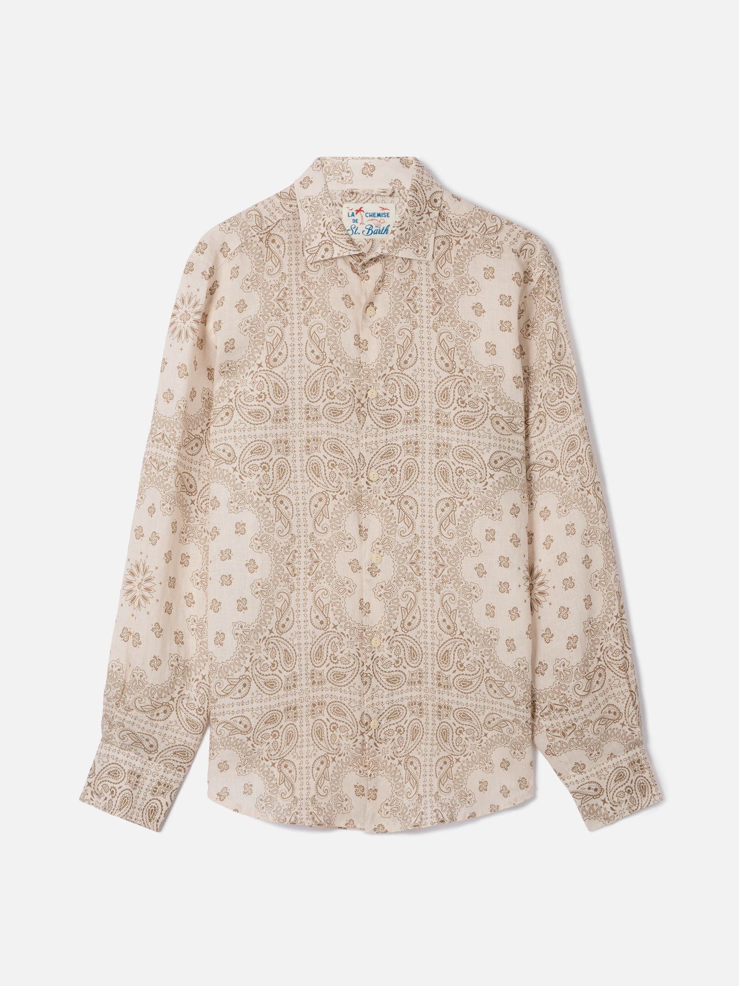 Camisa de lino Pamplona con estampado bandana all-over 