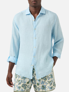 Chemise Pamplona bleu clair en pur lin 