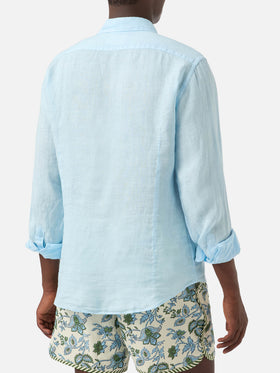 Chemise Pamplona bleu clair en pur lin 