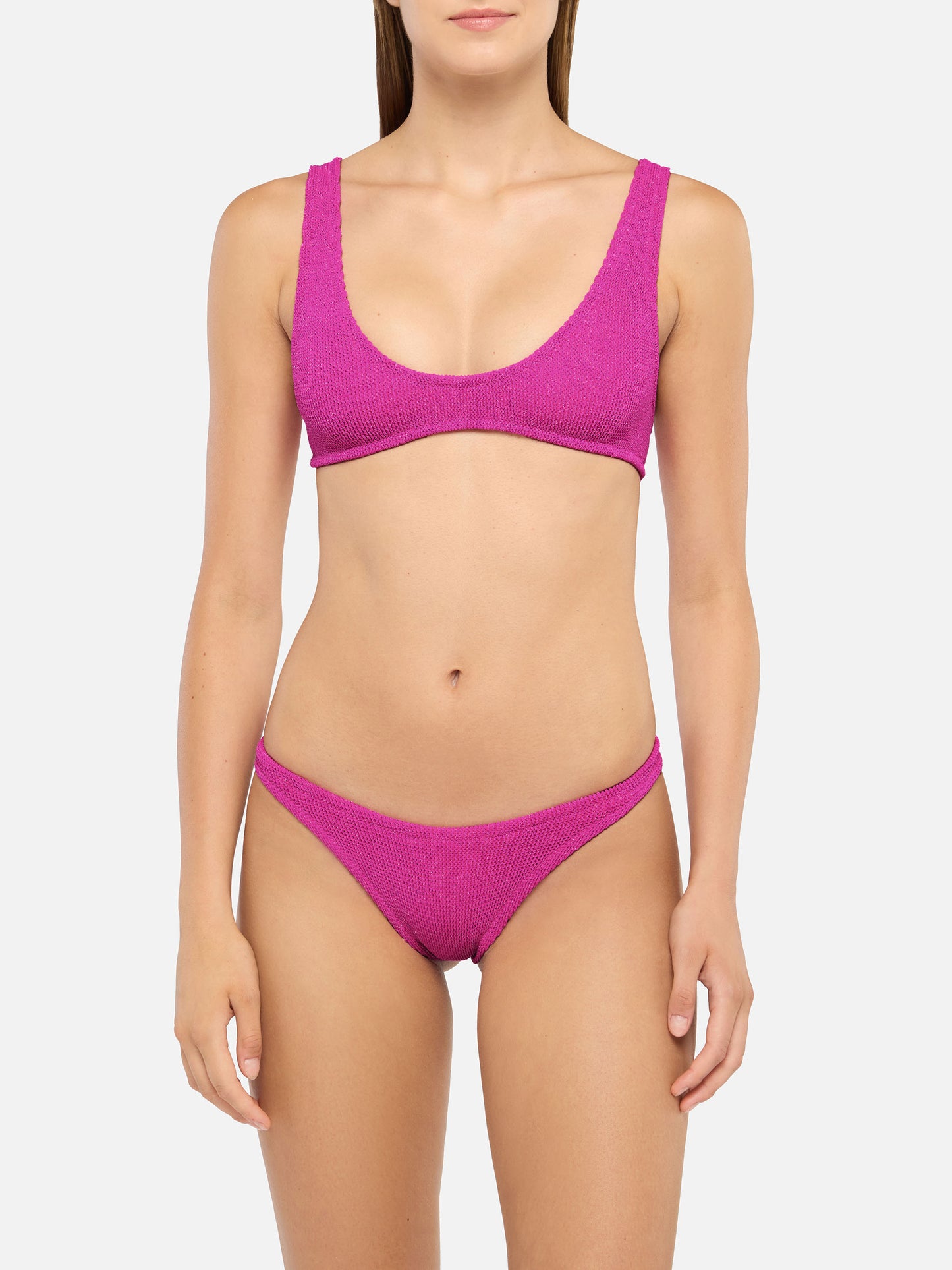 Bikini bralette Pamy Naomi de crinkle lurex en fucsia 