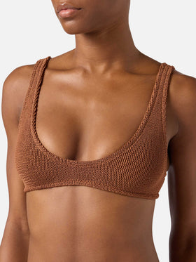 Bikini Pamy Naomi in tessuto crinkle marrone