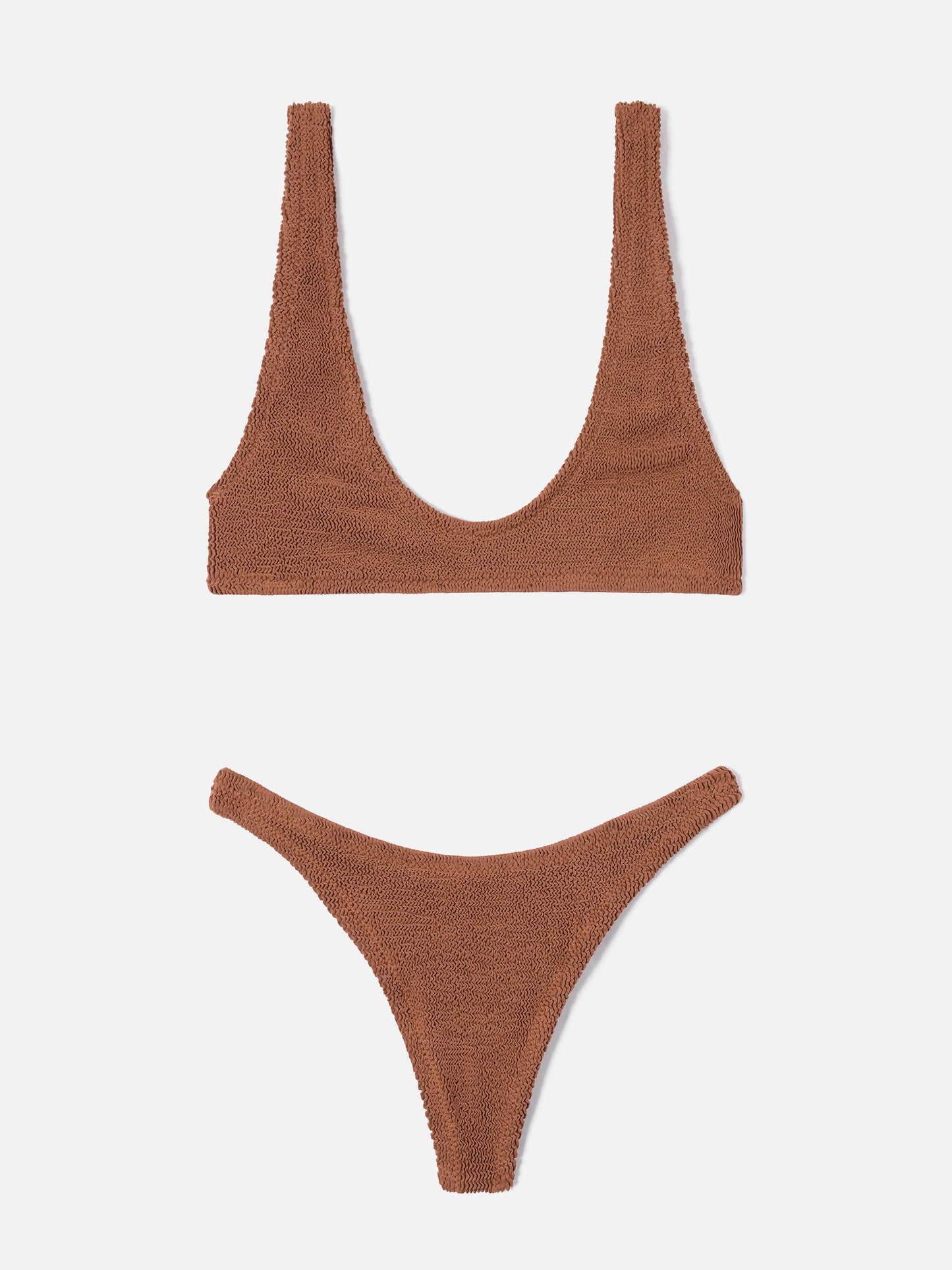 Bikini Pamy Naomi in tessuto crinkle marrone