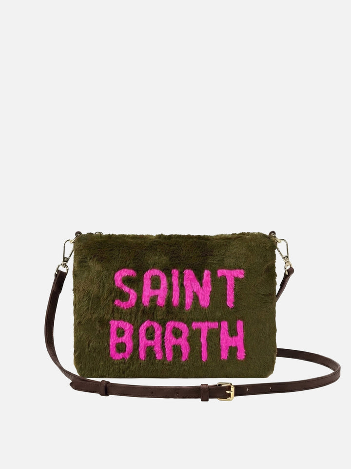 Grüne Parisienne-Umhängetasche Clutch aus Kunstfell