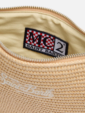 Parisienne Straw effect pouch bag with embroidered logo - MC2 Saint Barth